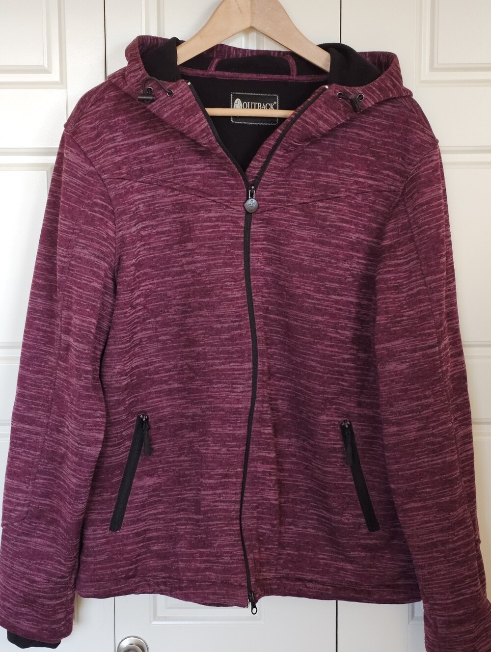 Outback Trading Co Burgundy Softshell Hooded Jacket Marled Equestrian Western